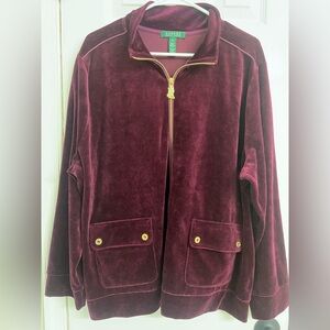 Ralph Lauren Burgundy Velvet Teddy Jacket- 3x